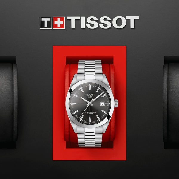 TISSOT Gentleman 天梭紳士系列 80小時矽游絲機械手錶 灰 40mm T1274071106101