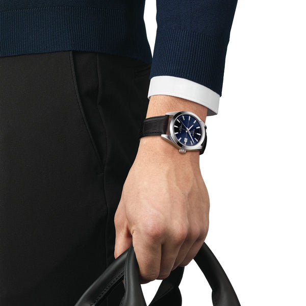 TISSOT Gentleman 天梭紳士系列 80小時矽游絲機械手錶 藍 40mm T1274071604101