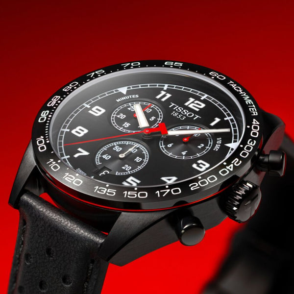 TISSOT 天梭 PRS516 三眼黑色PVD石英計時腕錶 45mm T1316173605200