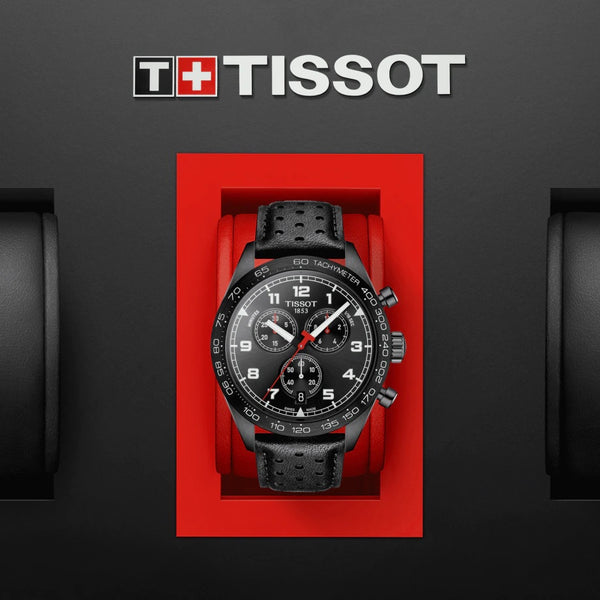 TISSOT 天梭 PRS516 三眼黑色PVD石英計時腕錶 45mm T1316173605200