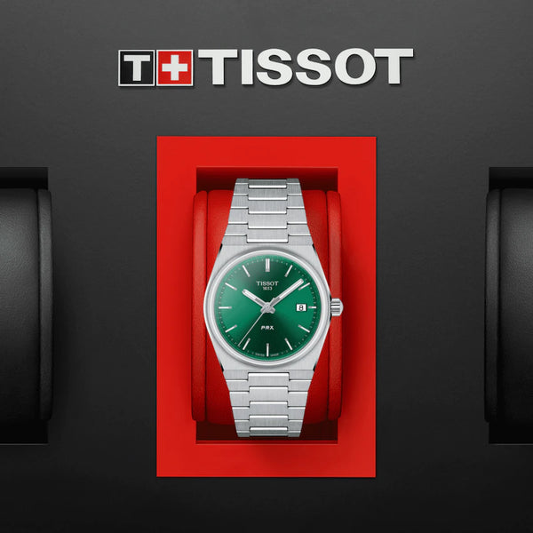 TISSOT 天梭 PRX 系列復古時尚石英腕錶綠面 35mm T1372101108100