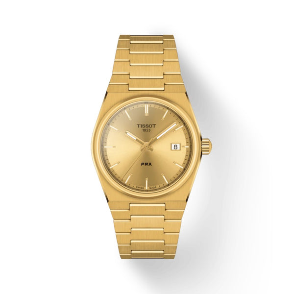 TISSOT 天梭 PRX 石英腕錶PVD金色鍊帶款 35mm T1372103302100