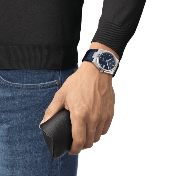 TISSOT 天梭 PRX Powermatic 80 機械腕錶藍面皮帶款 T1374071604100