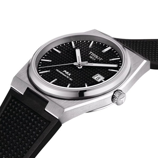 TISSOT 天梭 PRX 系列80小時自動款機械腕錶黑面膠帶款 40mm T1374071705100