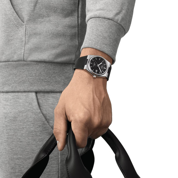 TISSOT 天梭 PRX 系列80小時自動款機械腕錶黑面膠帶款 40mm T1374071705100