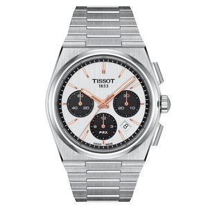 TISSOT 天梭 PRX 銀面熊貓三眼機械計時碼錶 42mm T1374271101100