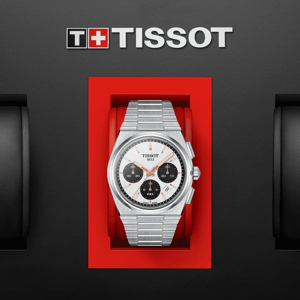 TISSOT 天梭 PRX 銀面熊貓三眼機械計時碼錶 42mm T1374271101100