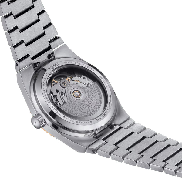 TISSOT 天梭 PRX 系列80小時自動款機械腕錶 18k玫瑰金錶圈鑽面 35mm T9312074133600