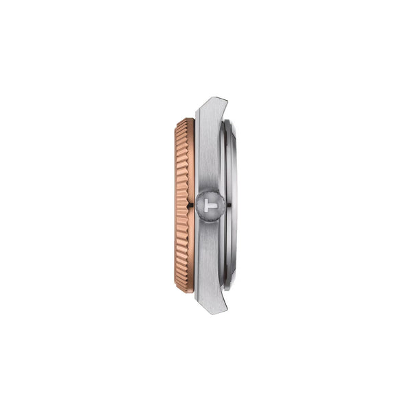 TISSOT 天梭 PRX 系列80小時自動款機械腕錶 18k玫瑰金錶圈鑽面 35mm T9312074133600