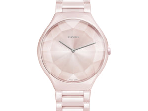 RADO True Thinline 雷達真薄系列世界花園特別版粉陶瓷石英錶 39mm R27120402 - 新萬國鐘錶