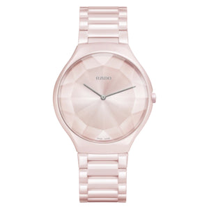 RADO True Thinline 雷達真薄系列世界花園特別版粉陶瓷石英錶 39mm R27120402