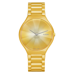 RADO True Thinline 雷達真薄系列世界花園特別版黃陶瓷石英錶 39mm R27122252