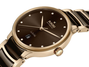 RADO 雷達錶 Centrix 晶萃系列鑲鑽PVD玫瑰金機械腕錶 39.5 mm R30017732