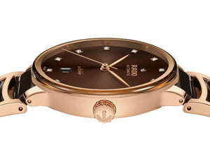 RADO 雷達錶 Centrix 晶萃系列鑲鑽PVD玫瑰金機械腕錶 39.5 mm R30017732