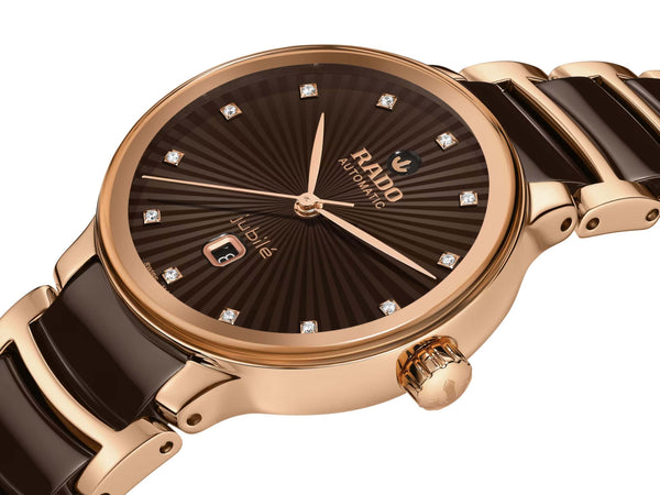 RADO 雷達錶 Centrix 晶萃系列鑲鑽PVD玫瑰金機械腕錶 30.5 mm R30019732