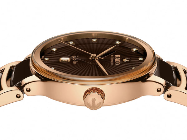 RADO 雷達錶 Centrix 晶萃系列鑲鑽PVD玫瑰金機械腕錶 30.5 mm R30019732