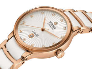 RADO 雷達錶 Centrix 晶萃系列鑲鑽PVD玫瑰金機械腕錶 30.5 mm R30019744