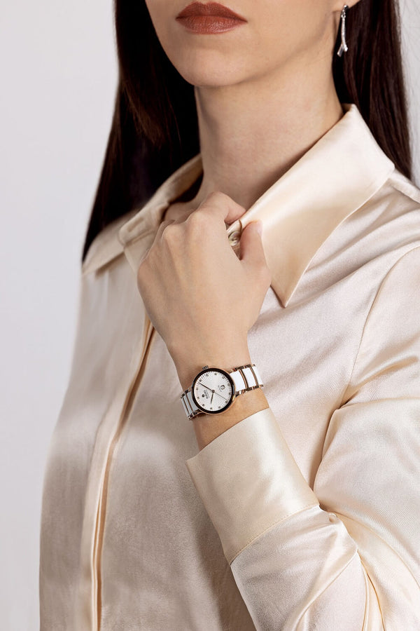 RADO 雷達錶 Centrix 晶萃系列鑲鑽PVD玫瑰金機械腕錶 30.5 mm R30019744