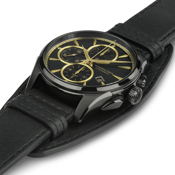 Hamilton 漢米爾頓 Jazzmaster 爵士系列黑金配色機械計時腕錶 42mm H32506730