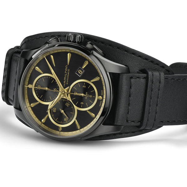 Hamilton 漢米爾頓 Jazzmaster 爵士系列黑金配色機械計時腕錶 42mm H32506730