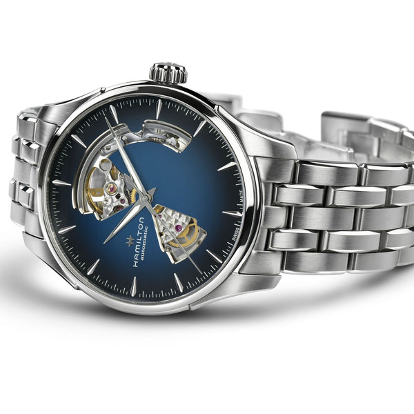 HAMILTON 漢米爾頓 JAZZMASTER 爵士系列 OPEN HEART 80小時自動腕錶漸層藍 40mm H32675140
