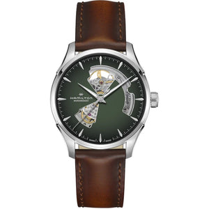 HAMILTON 漢米爾頓 JAZZMASTER 爵士系列 OPEN HEART 80小時自動腕錶漸層綠 40mm H32675560 - 新萬國鐘錶