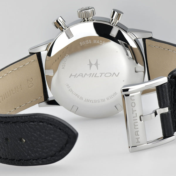 Hamilton 漢米爾頓 美國經典 白熊貓黑皮帶 Intra-Matic 手上鍊計時機械錶 H38429710 40mm