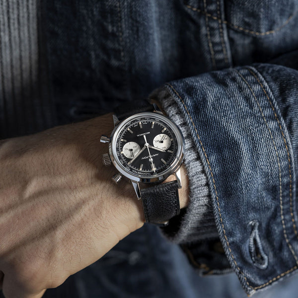 Hamilton 漢米爾頓美國經典 黑熊貓黑皮帶 Intra-Matic 手上鍊計時機械錶 H38429730 40mm