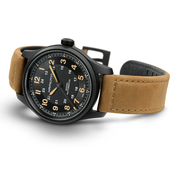 Hamilton 漢米爾頓 Khaki Field 卡其野戰系列黑色PVD自動上鏈鈦金屬腕錶 42mm H70665533