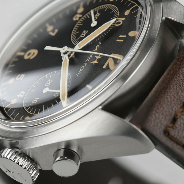 Hamilton 漢米爾頓 Pilot Pioneer 卡其航空系列計時碼錶 手上鏈 40mm H76409530