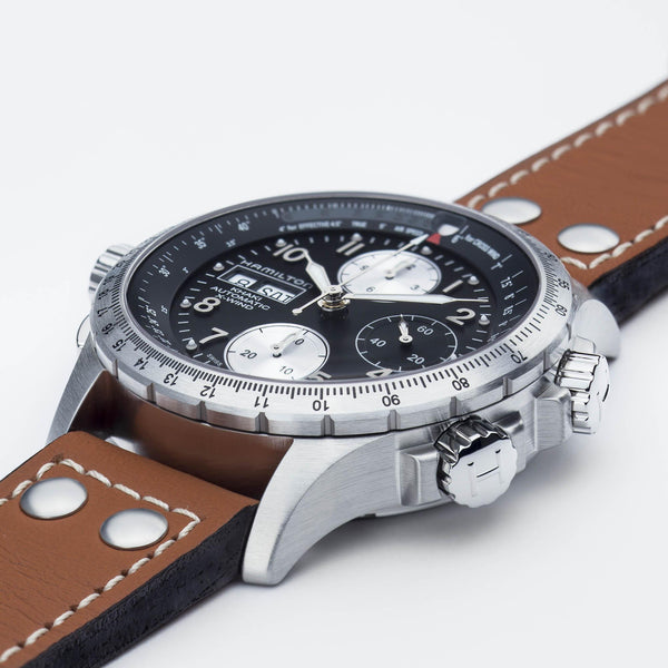 Hamilton 漢米爾頓 X-Wind 卡其航空系列不銹鋼機械飛行計時碼錶 44mm H77616533