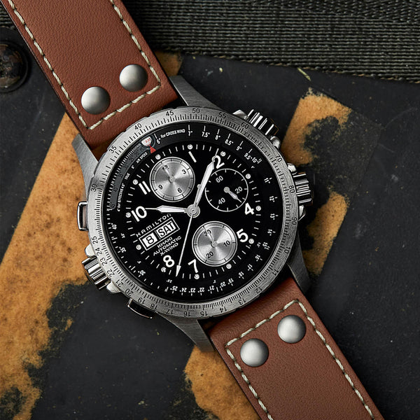 Hamilton 漢米爾頓 X-Wind 卡其航空系列不銹鋼機械飛行計時碼錶 44mm H77616533