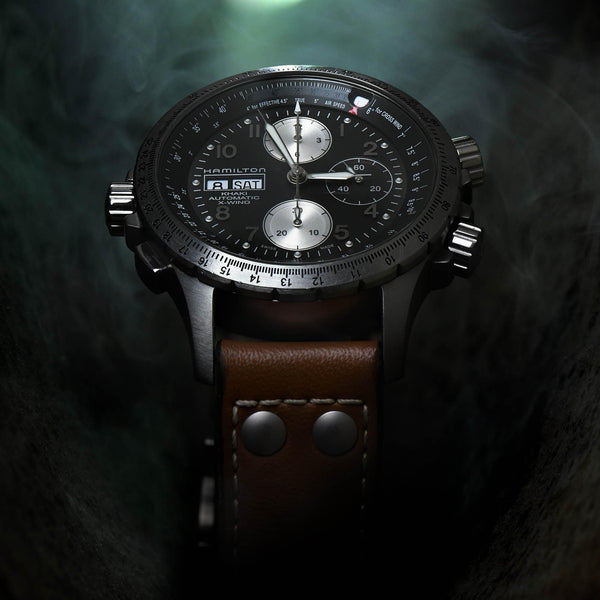 Hamilton 漢米爾頓 X-Wind 卡其航空系列不銹鋼機械飛行計時碼錶 44mm H77616533