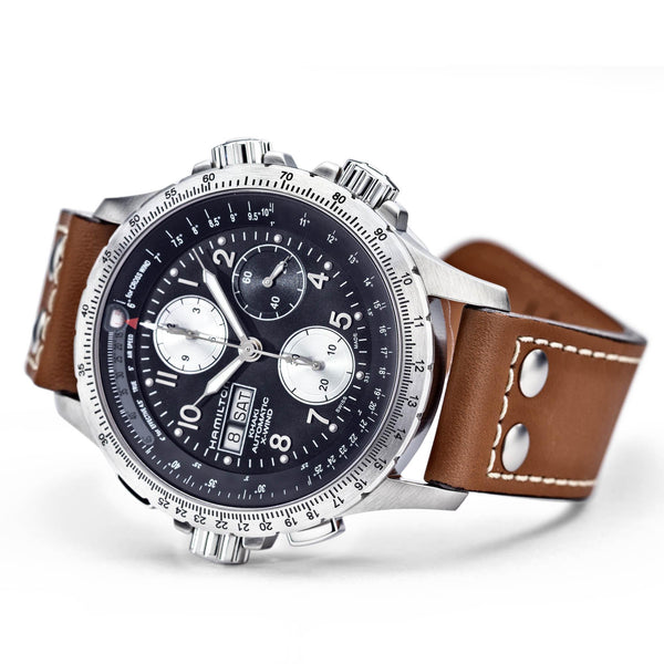 Hamilton 漢米爾頓 X-Wind 卡其航空系列不銹鋼機械飛行計時碼錶 44mm H77616533