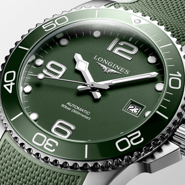 Longines 浪琴深海征服者系列浪鬼陶瓷潛水機械錶 41mm L37814069 綠面 - 新萬國鐘錶