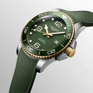 LONGINES 浪琴 HydroConquest 深海征服者系列浪鬼陶瓷潛水機械錶 43mm L37823069 綠金