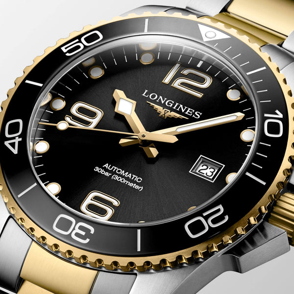 LONGINES 浪琴 HydroConquest 深海征服者系列浪鬼陶瓷潛水機械錶 43mm L37823567 黑金黃色PVD塗層