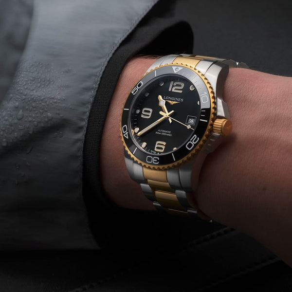 LONGINES 浪琴 HydroConquest 深海征服者系列浪鬼陶瓷潛水機械錶 43mm L37823567 黑金黃色PVD塗層
