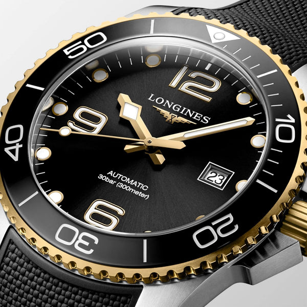 LONGINES 浪琴 HydroConquest 深海征服者系列浪鬼陶瓷潛水機械錶 43mm L37823569 黑金黃色PVD塗層