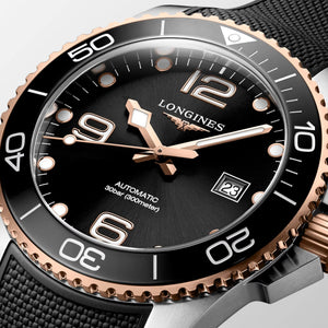 LONGINES 浪琴 HydroConquest 深海征服者系列浪鬼陶瓷潛水機械錶 43mm L37823589 黑面玫瑰金PVD塗層