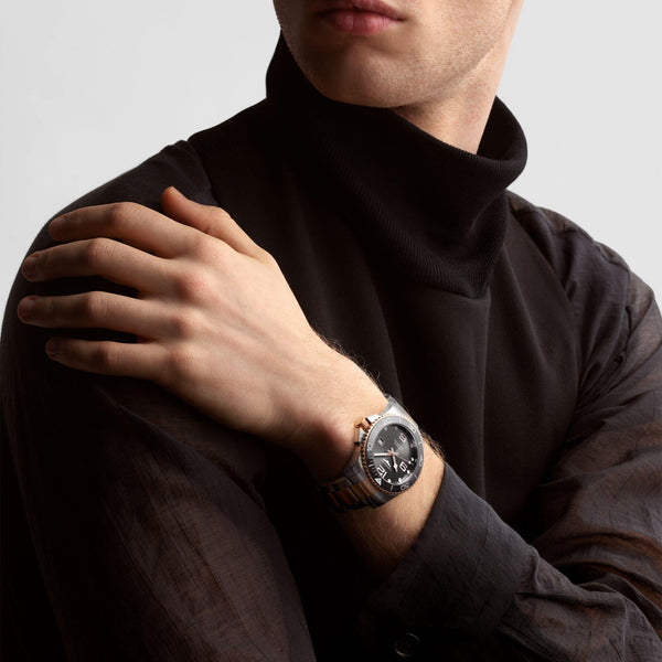 LONGINES 浪琴 HydroConquest 深海征服者系列浪鬼陶瓷潛水機械錶 43mm L37823787 灰面玫瑰金PVD塗層