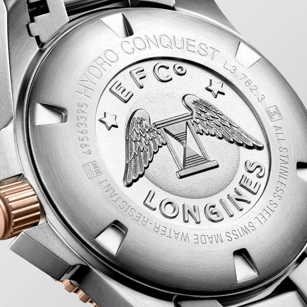 LONGINES 浪琴 HydroConquest 深海征服者系列浪鬼陶瓷潛水機械錶 43mm L37823787 灰面玫瑰金PVD塗層