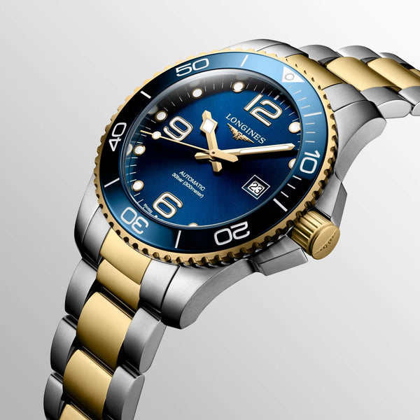 LONGINES 浪琴 HydroConquest 深海征服者系列浪鬼陶瓷潛水機械錶 43mm L37823967 藍金黃色PVD塗層
