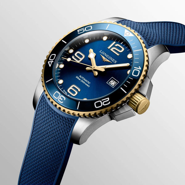 LONGINES 浪琴 HydroConquest 深海征服者系列浪鬼陶瓷潛水機械錶 43mm L37823969 藍金黃色PVD塗層