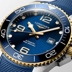 LONGINES 浪琴 HydroConquest 深海征服者系列浪鬼陶瓷潛水機械錶 43mm L37823969 藍金黃色PVD塗層
