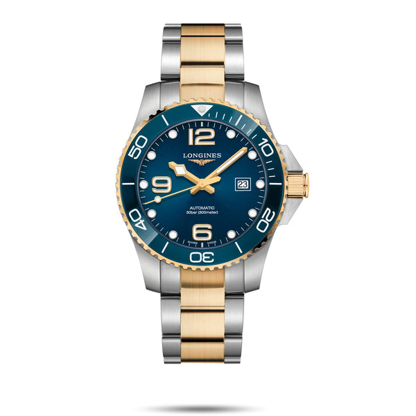 LONGINES 浪琴 HydroConquest 深海征服者系列浪鬼陶瓷潛水機械錶 43mm L37823967 藍金黃色PVD塗層