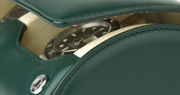 EverestBands 腕錶皮革圓筒盒 皇冠綠