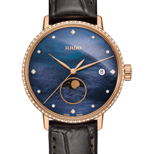 Rado 雷達錶 Coupole 晶璨系列玫瑰金PVD月相石英腕錶 34mm R22884935 - 新萬國鐘錶