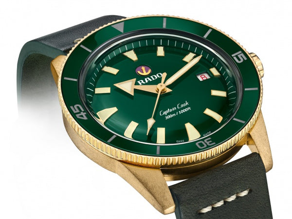 RADO 雷達錶 CAPTAIN COOK BRONZE 庫克船長青銅腕錶 綠面 42mm R32504315