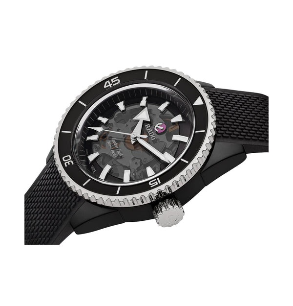 RADO 雷達錶 Captain Cook 庫克船長300米高科技陶瓷鏤空腕錶 43mm R32127156